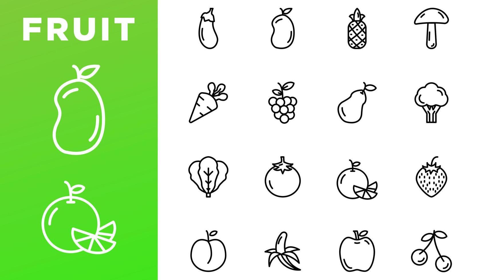 Fruit icon set line style vector for your design