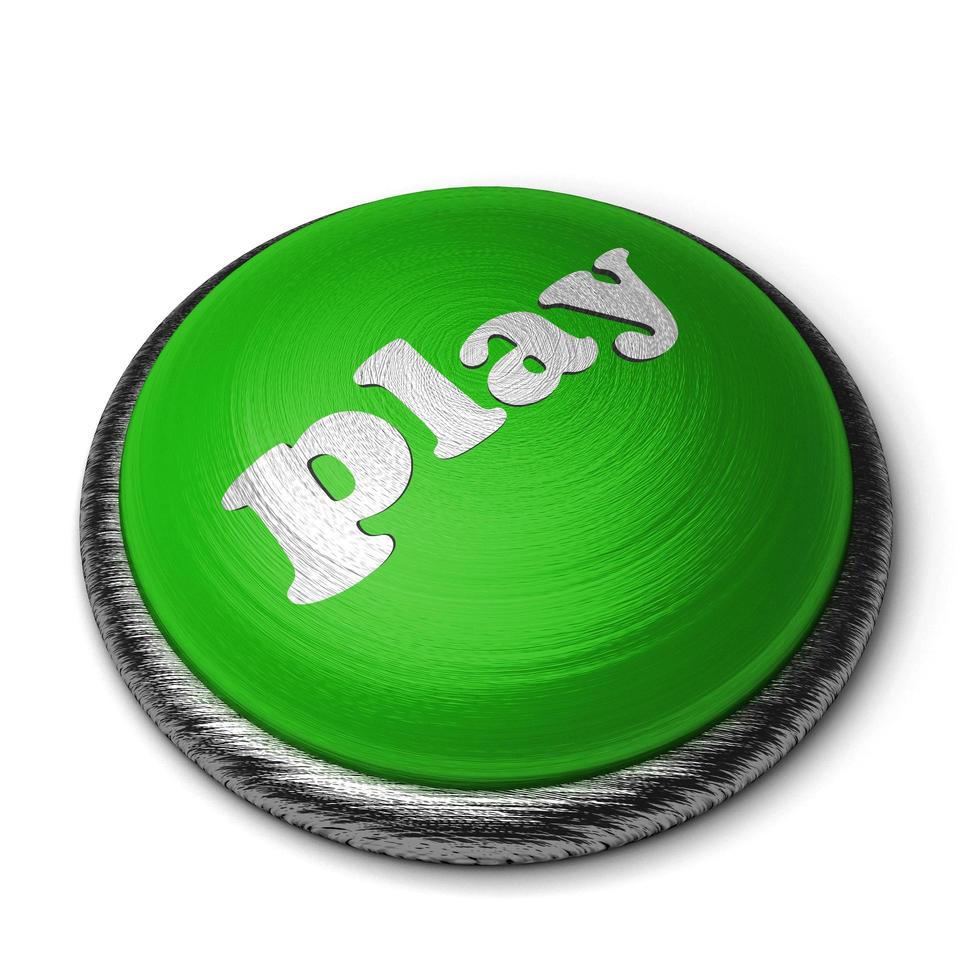 play word on green button isolated on white photo