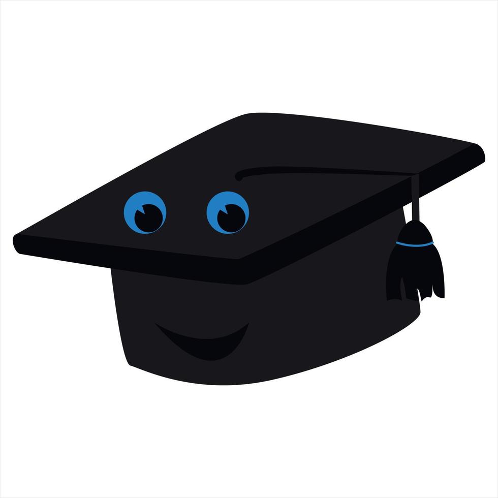 Graduate's hat with cute face in cartoon style on a white background. EPS 10. vector
