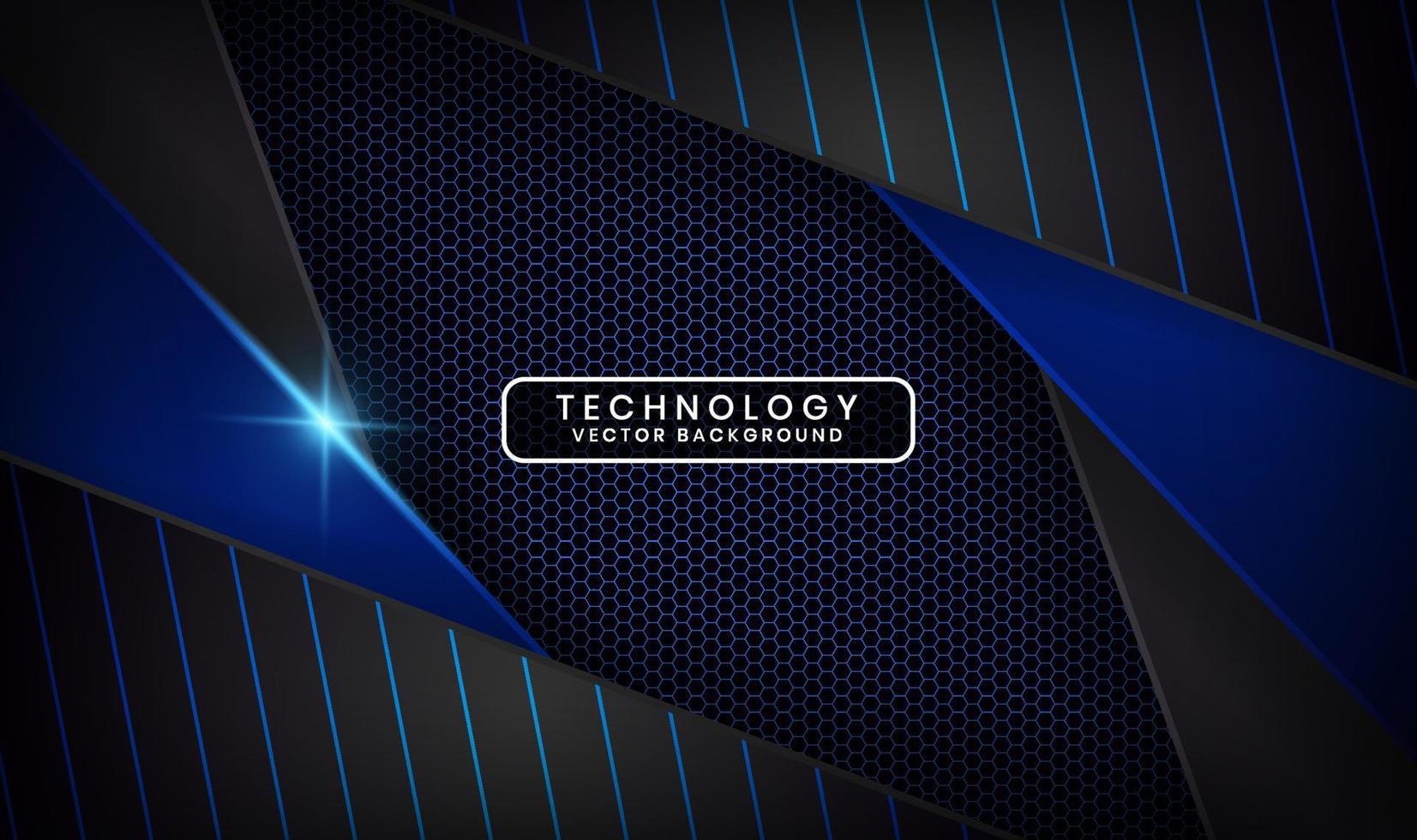 3D black technology abstract background, overlap layer on dark space with blue light line effect decoration. Graphic design element future style concept for flyer, cover, brochure, or landing page vector