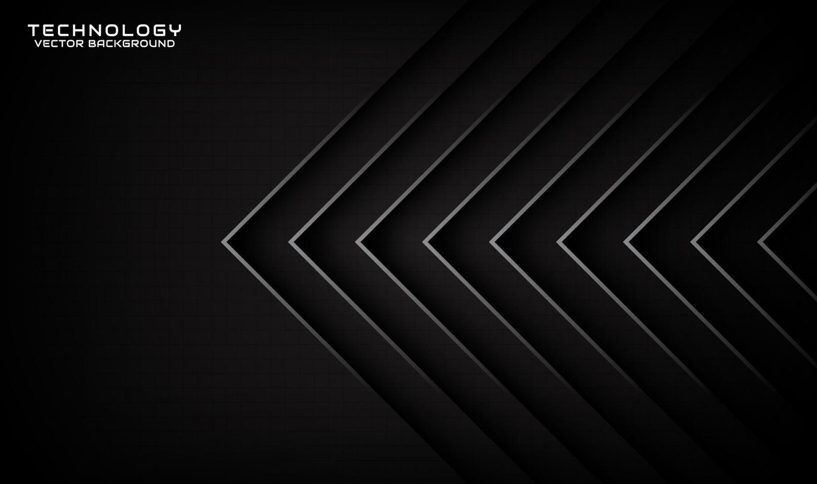 3D black technology abstract background overlap layer on dark space with silver arrow stripe effect decoration. Graphic design element future style concept for flyer, brochure cover, or landing page vector