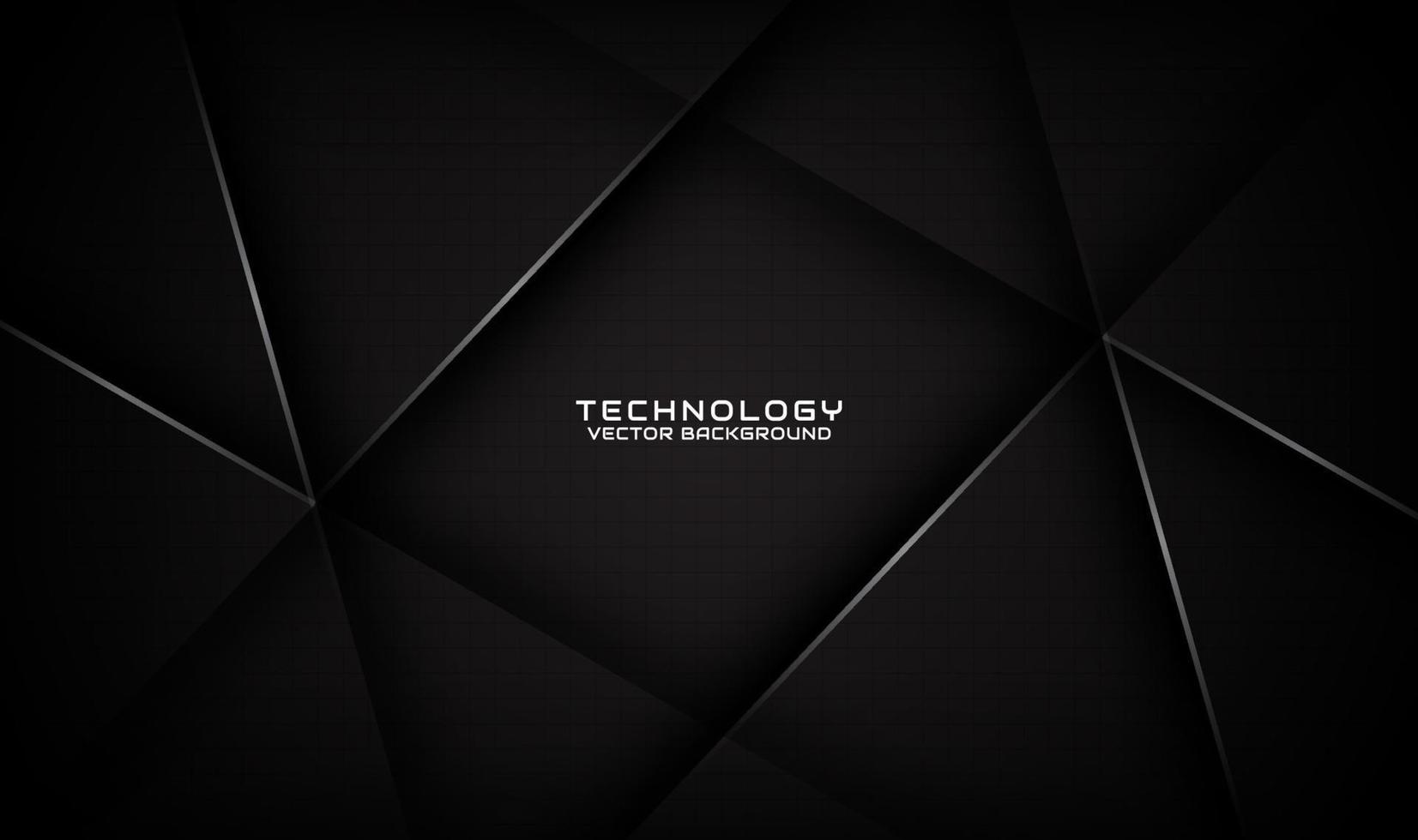 3D black technology abstract background overlap layer on dark space with silver stripe effect decoration. Graphic design element future style concept for flyer, brochure cover, or landing page vector