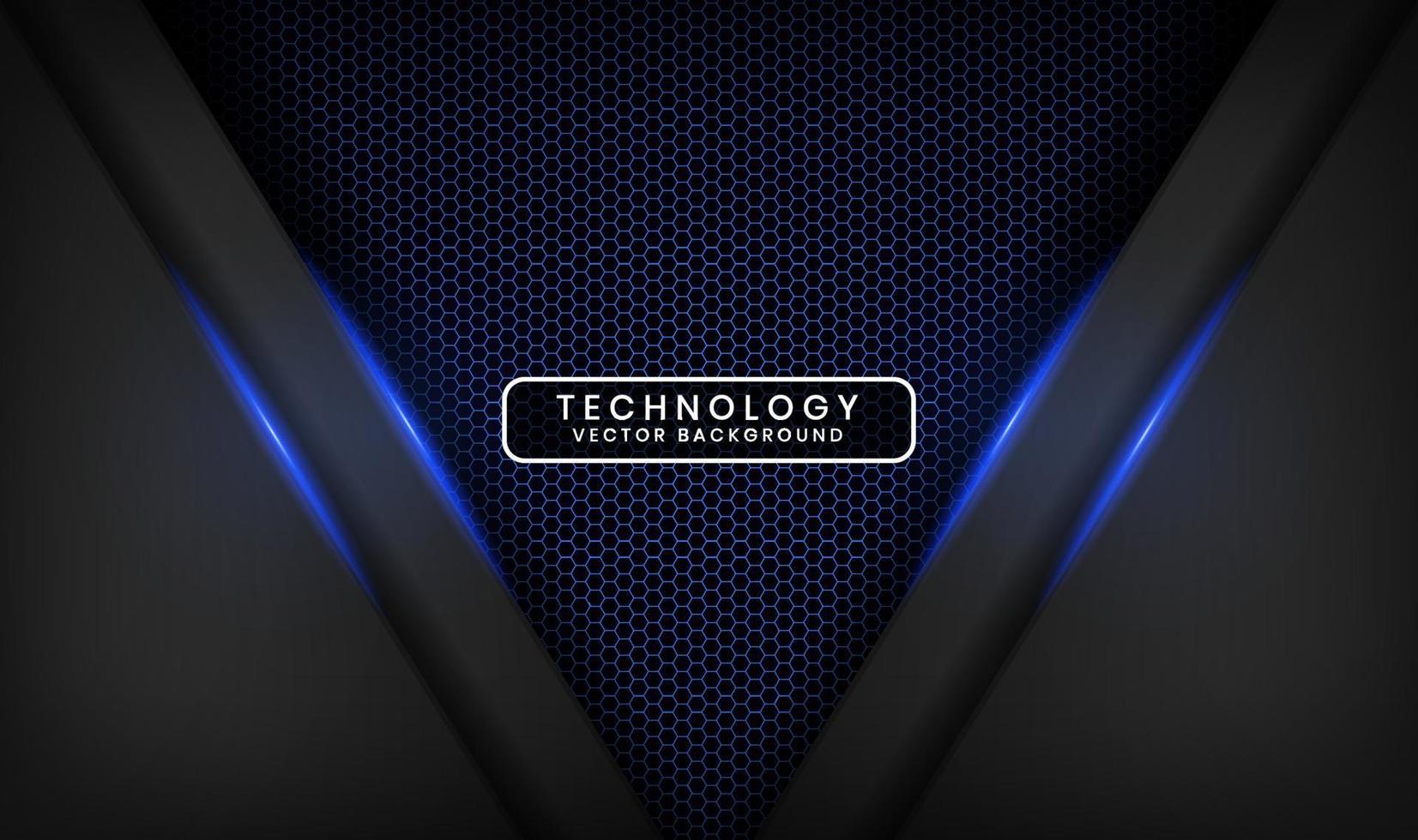 3D black technology abstract background, overlap layer on dark space with blue light line effect decoration. Graphic design element future style concept for flyer, cover, brochure, or landing page vector