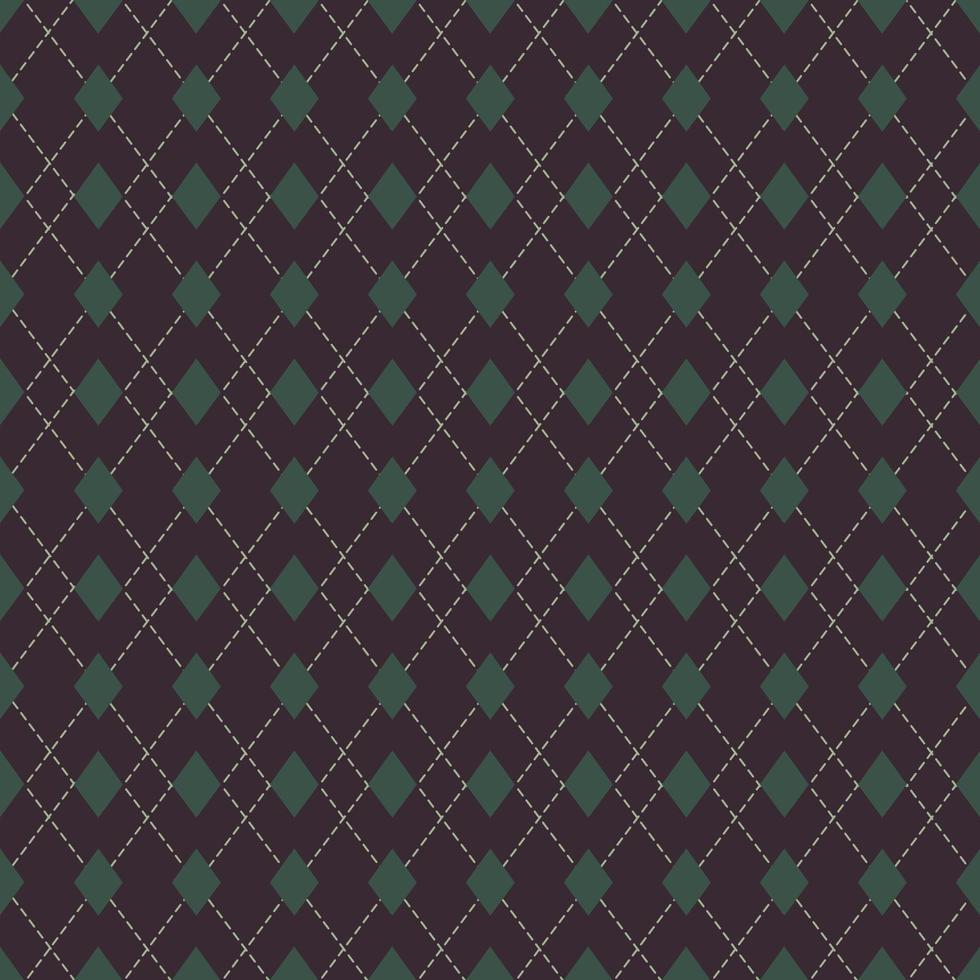 un fondo marrón oscuro y diamantes cuadrados verdes forman un patrón continuo en forma de rombo. con un vector de fondo de repetición vectorial, puede crear una portada, una presentación, un sitio web o un fondo de pantalla.