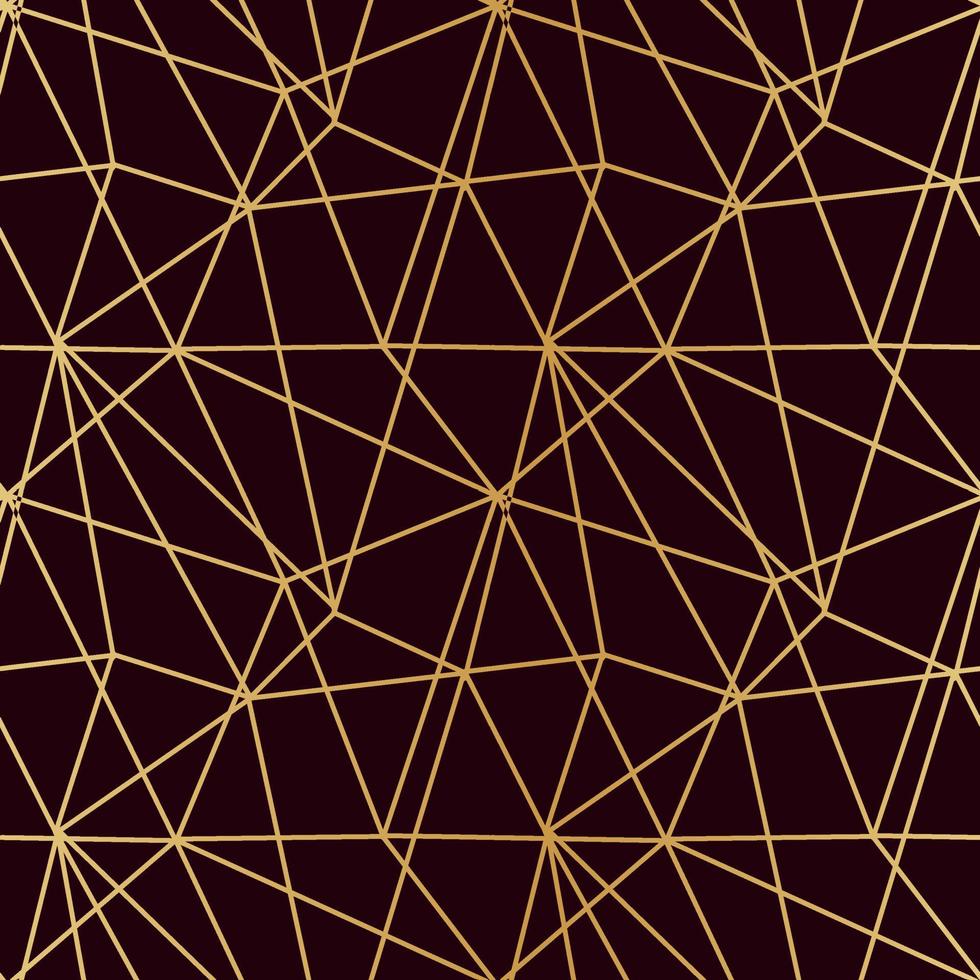 triangles mosaic of thin golden lines on a dark luxury background seamless pattern for wrapping paper textile vector