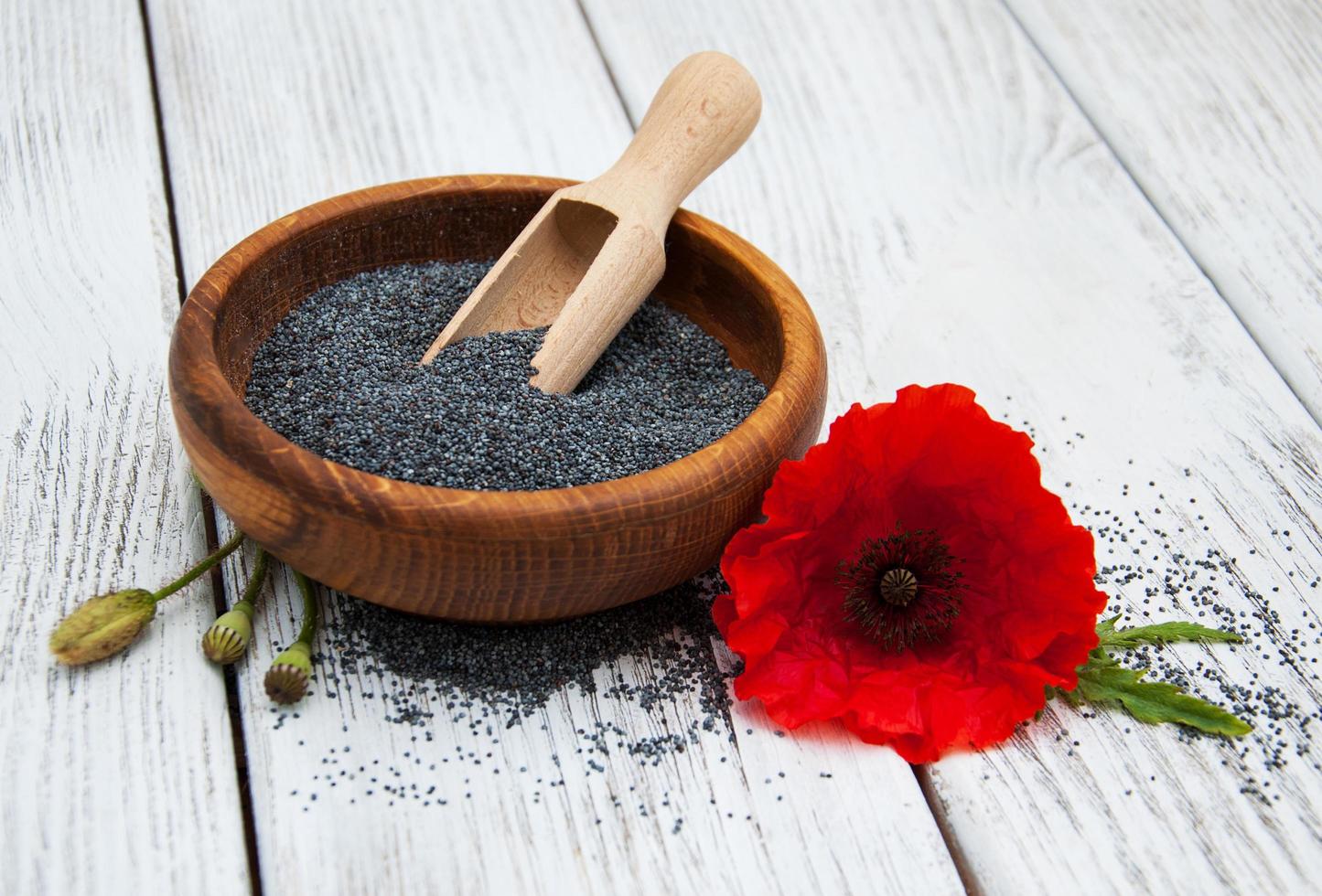 Bowl with poppy seeds photo