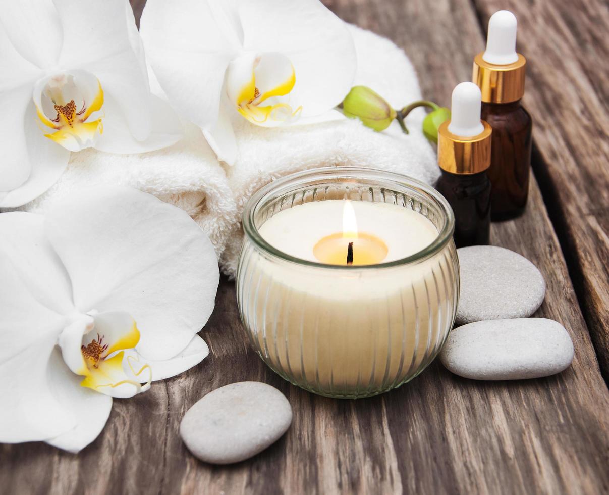 Spa products with orchids photo