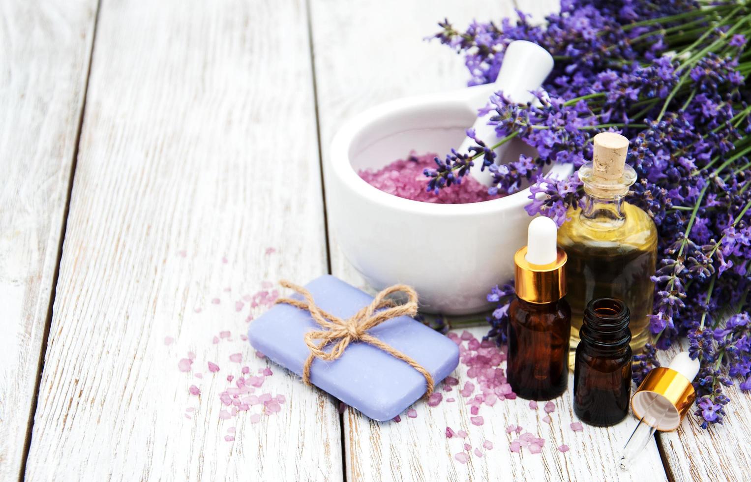 Spa products with lavender photo