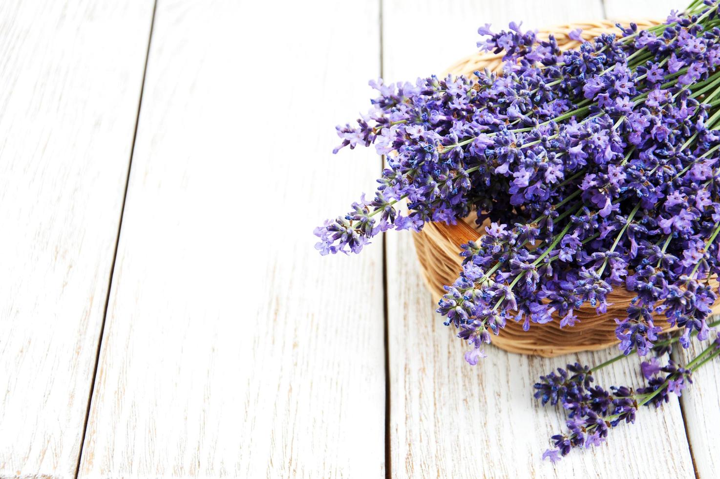 Basket with lavanda flowers photo