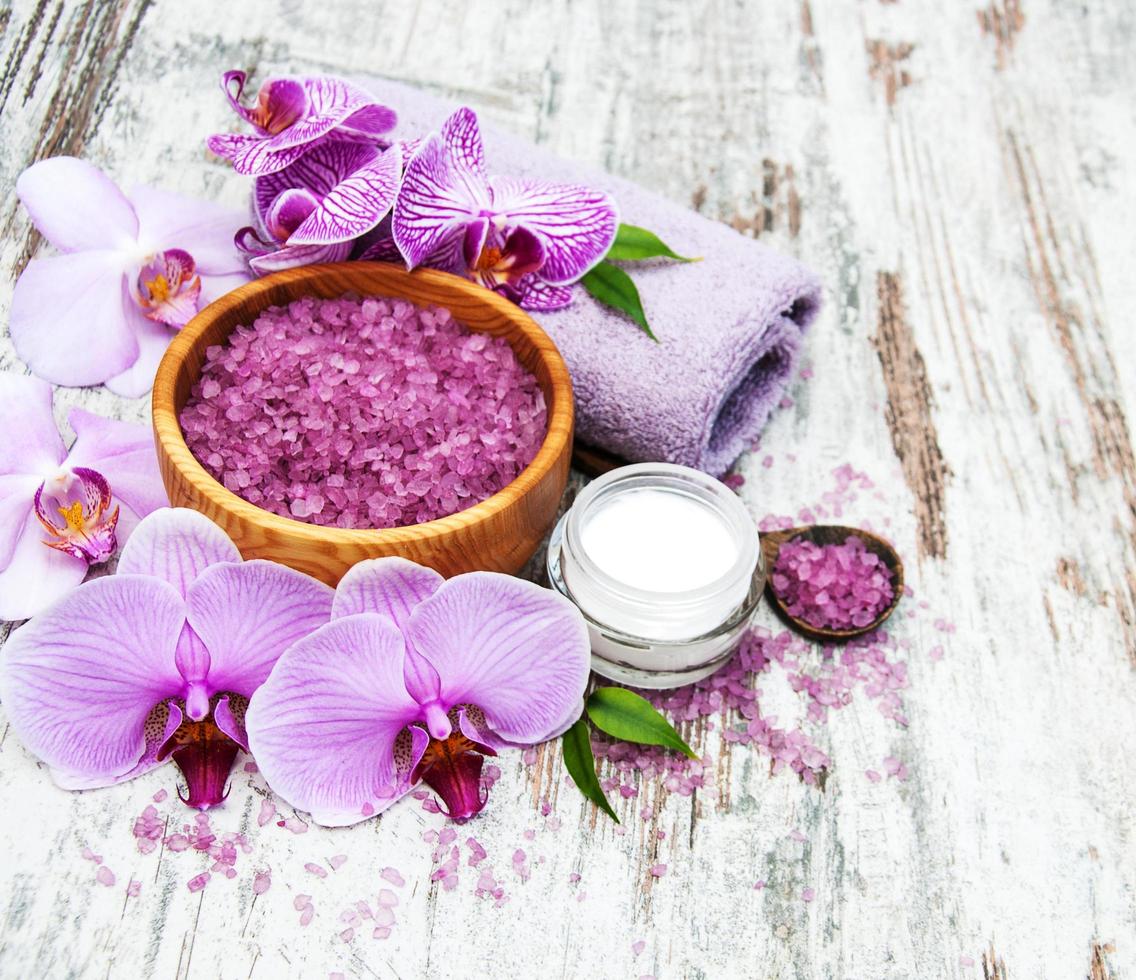 Spa products with orchids photo