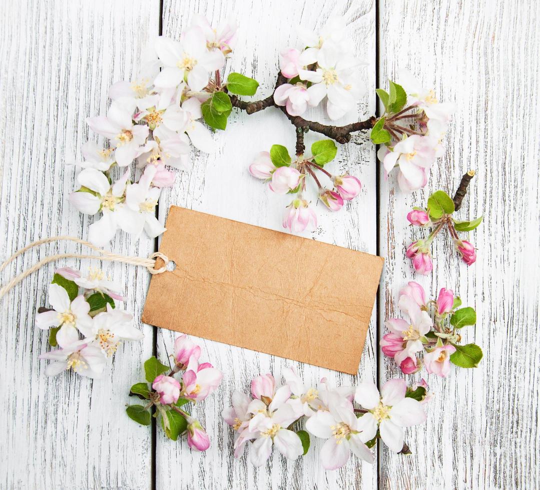 apple blossoms with card photo