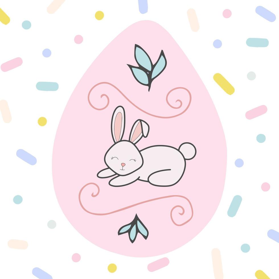 Vector cute clipart with bunny in egg illustration