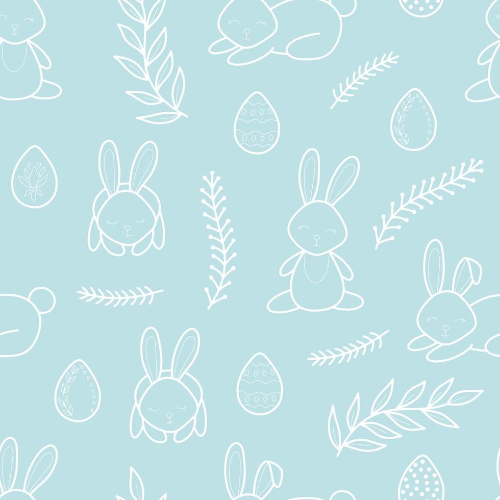 Easter holiday vector line seamless pattern illustration.