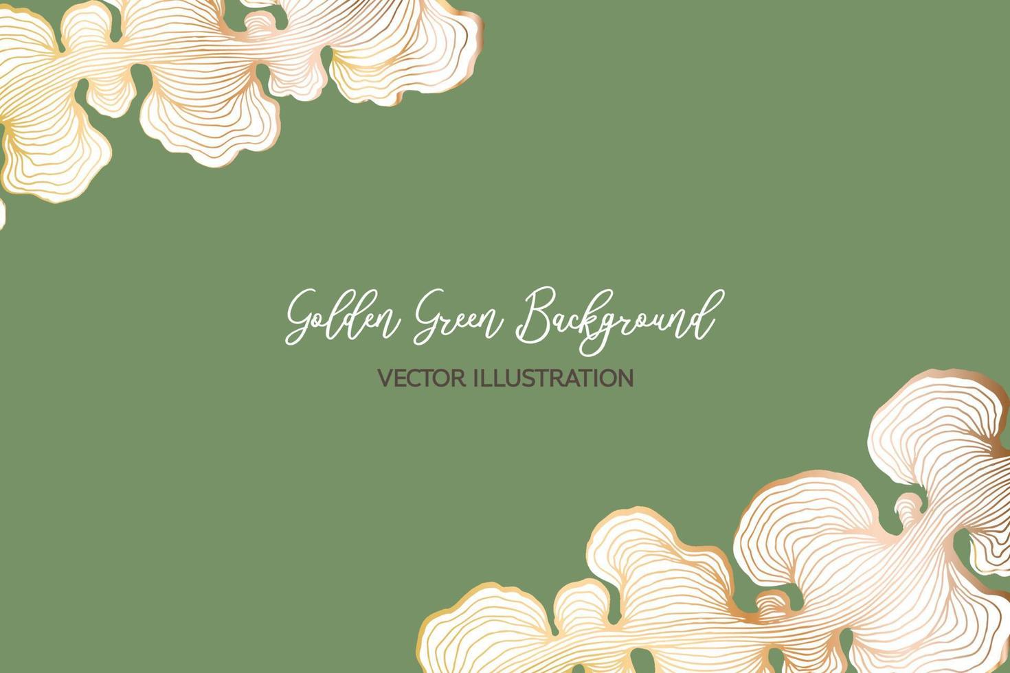 Abstract metallic golden green luxury background. Green wallpaper vector illustration with swirly organic lines.