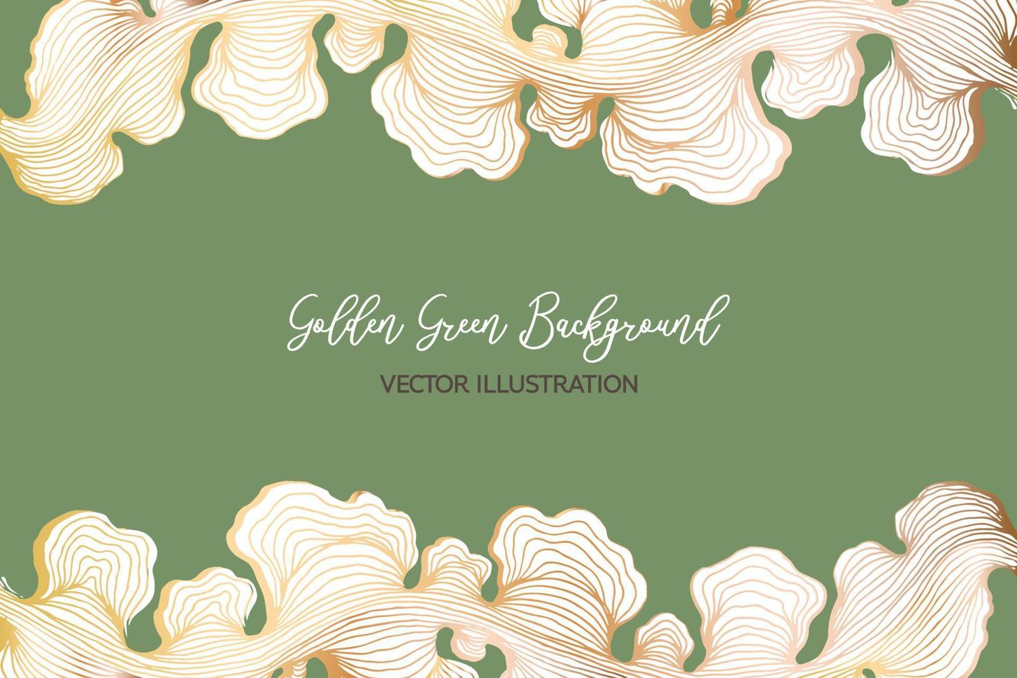 Abstract metallic golden green luxury background. Green wallpaper vector illustration with swirly organic lines.