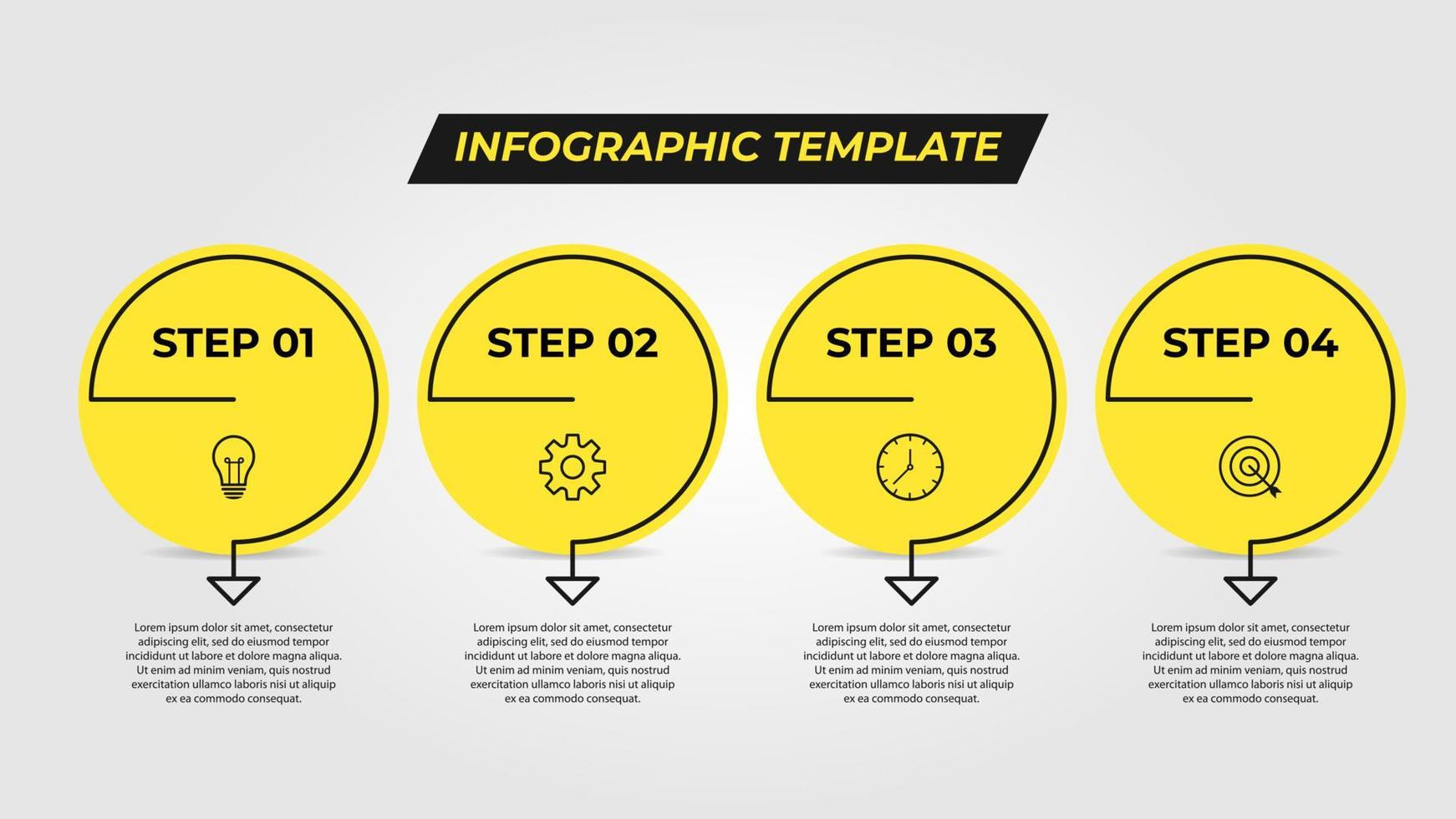 Vector Infographic label design template with icons and 4 options or steps. Can be used for process diagram, presentations, workflow layout, banner, flow chart, info graph.