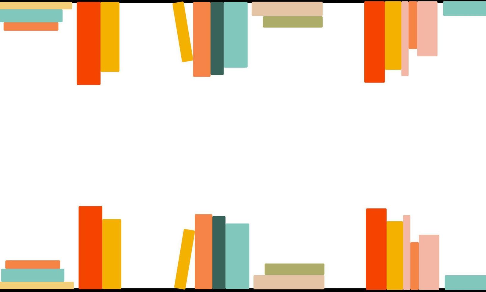 Vector design of wall shelves with various books. Time to read. A set of books, literature, dictionaries, notebooks and encyclopedias. Color flat illustration on an isolated white background.