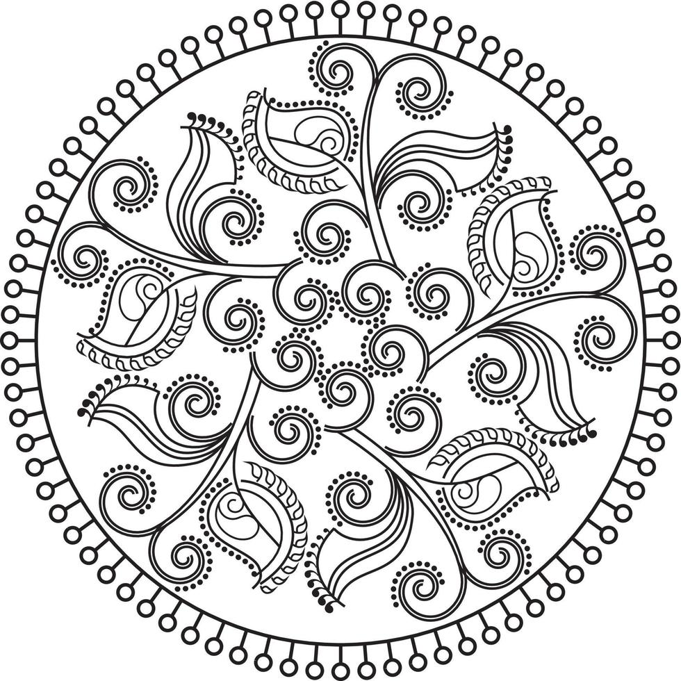 rangoli tradicional y cultural indio, alpona, kolam o paisley vector line art. arte de bengala india. para impresión textil, logo, papel pintado