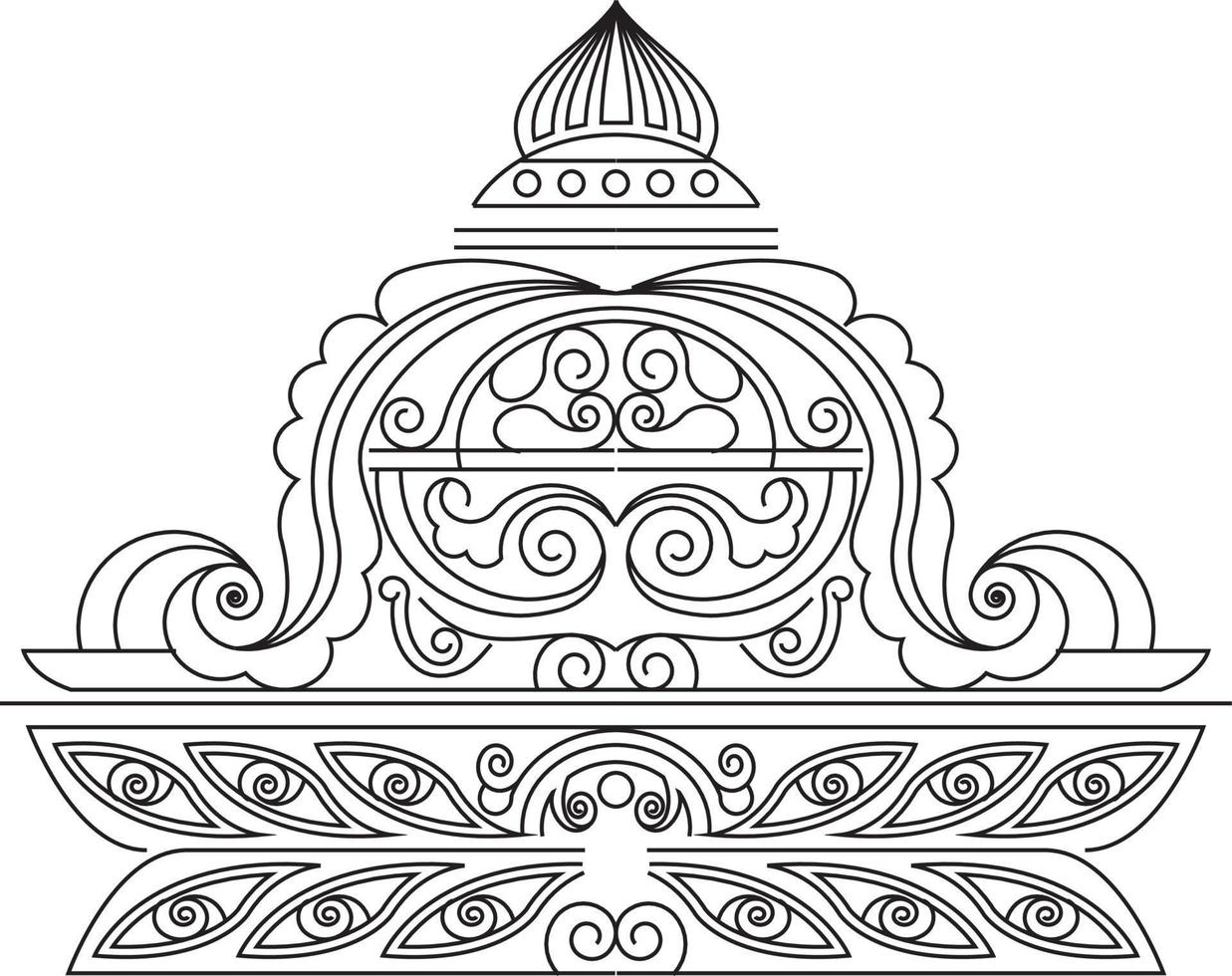 Indian Traditional and Cultural Rangoli, Alpona, Kolam, or Paisley vector line art. Bengal art India. for textile printing, logo, wallpaper