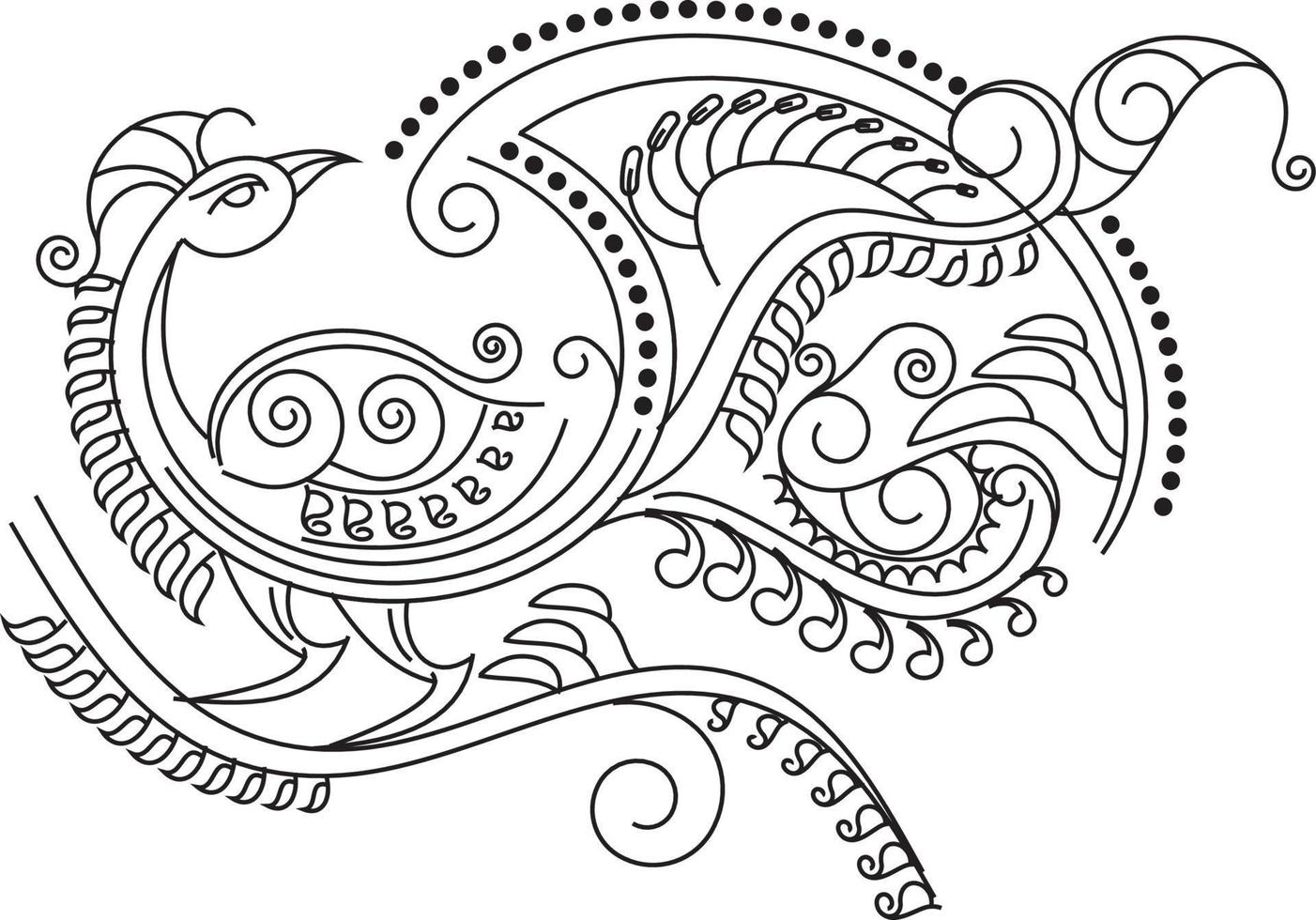 rangoli tradicional y cultural indio, alpona, kolam o paisley vector line art. arte de bengala india. para impresión textil, logo, papel pintado