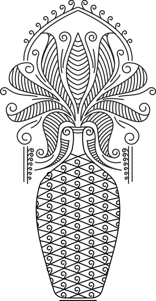 Indian Traditional and Cultural Rangoli, Alpona, Kolam, or Paisley vector line art. Bengal art India. for textile printing, logo, wallpaper