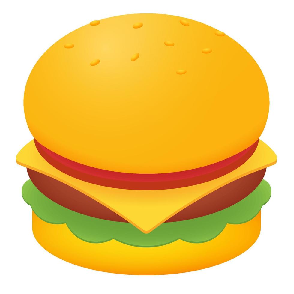 Big burger with tomato, cheese, patty and lettuce. Sandwich clipart. vector