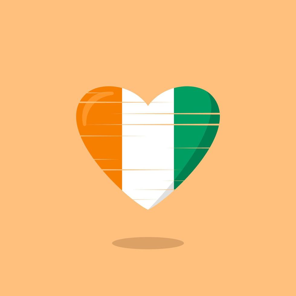 Ivory coast flag shaped love illustration vector