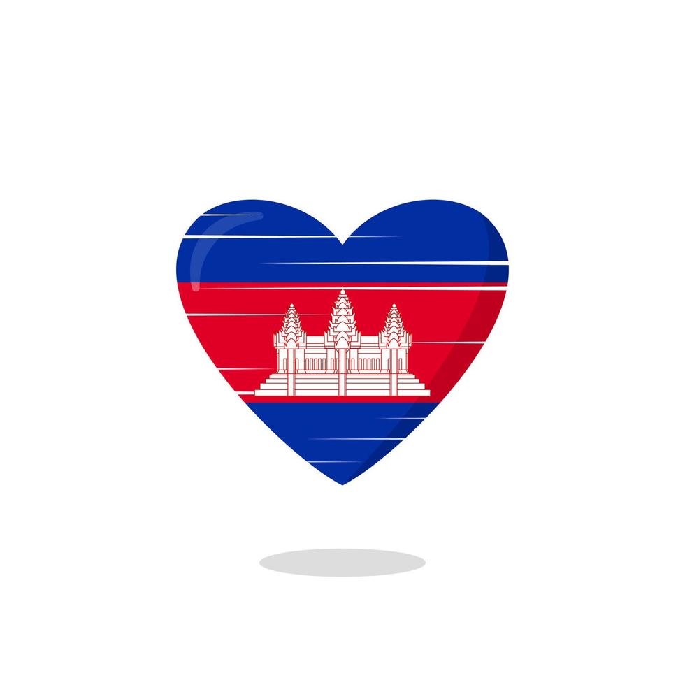 Cambodia flag shaped love illustration vector