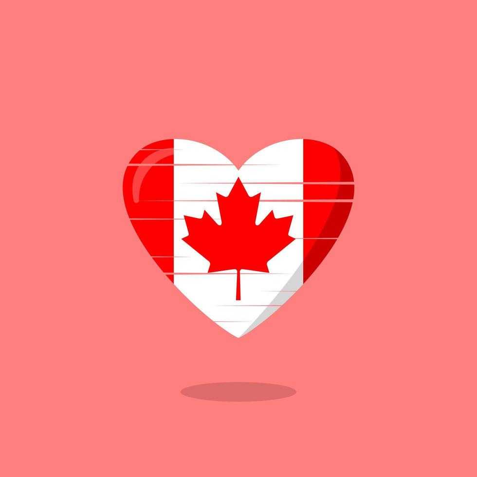 Canada flag shaped love illustration vector