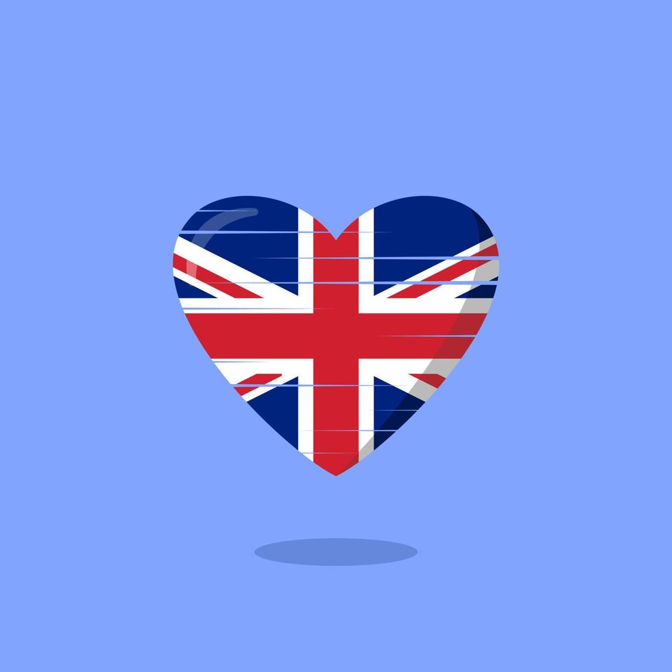 United kingdom flag shaped love illustration vector