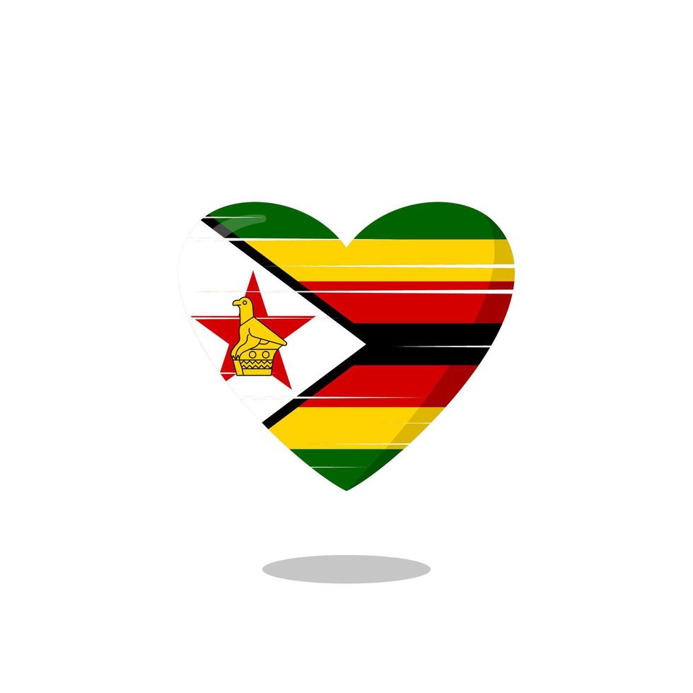 ilustración de amor en forma de bandera de zimbabwe vector