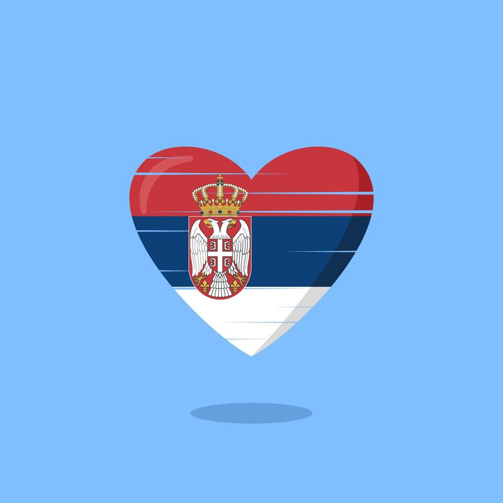 ilustración de amor en forma de bandera de serbia vector