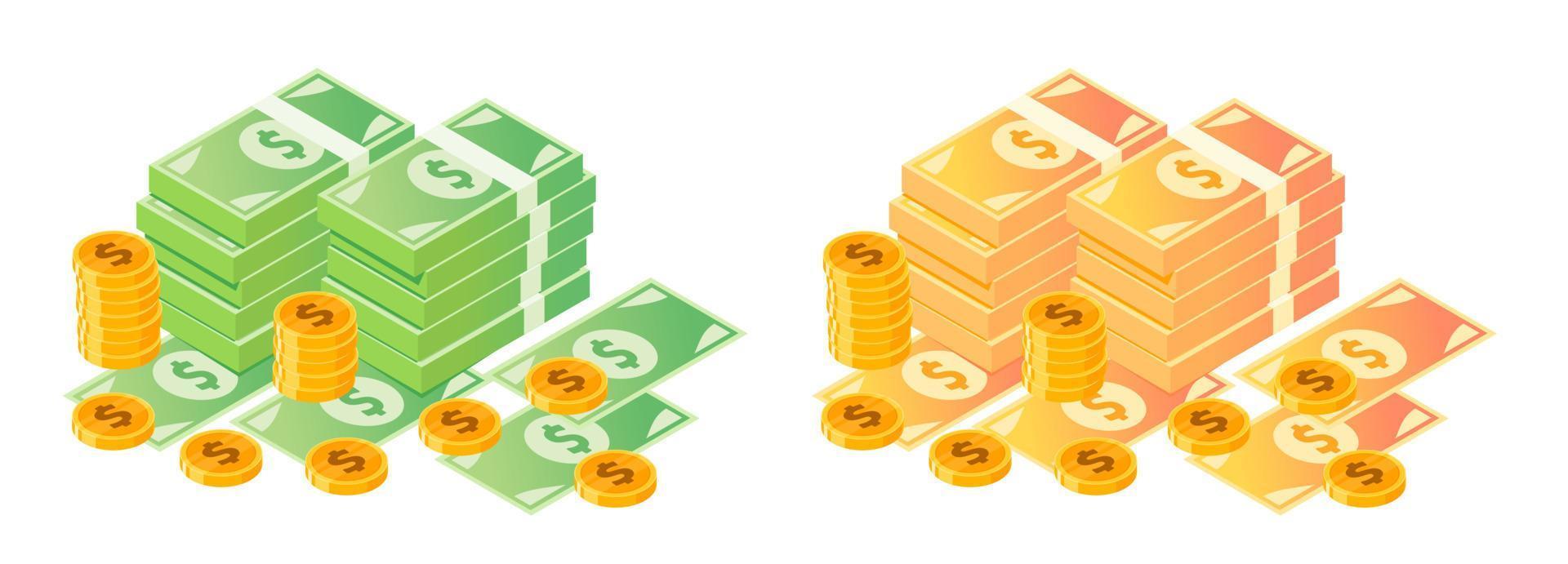 US Dollar Money Bundle and Coins vector