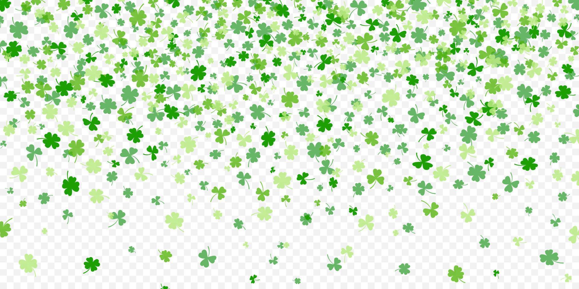 Shamrock or green clover leaves pattern background flat design vector illustration isolated on white background.