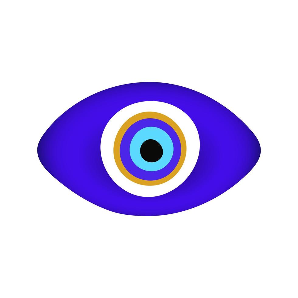 Ilustración de vector de diseño de estilo plano de amuleto de símbolo de mal de ojo oriental azul.