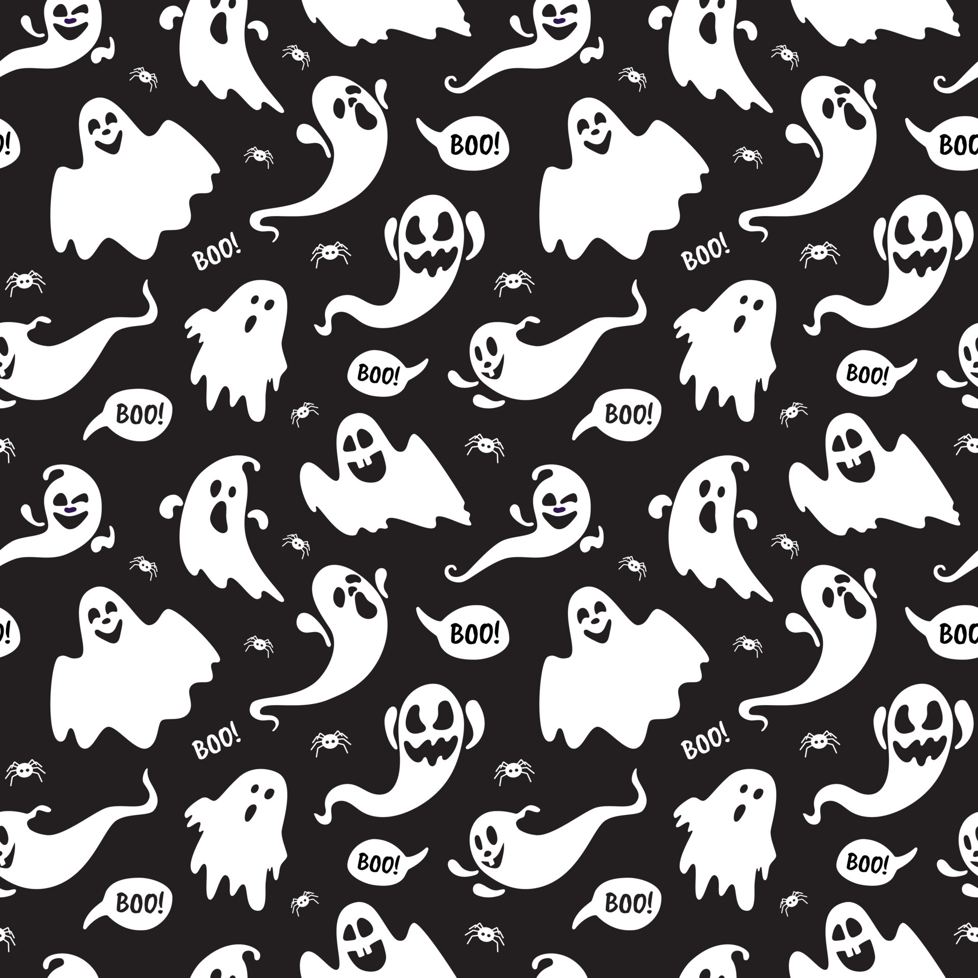 Cute ghost boo holiday character seamless pattern flat style design ...