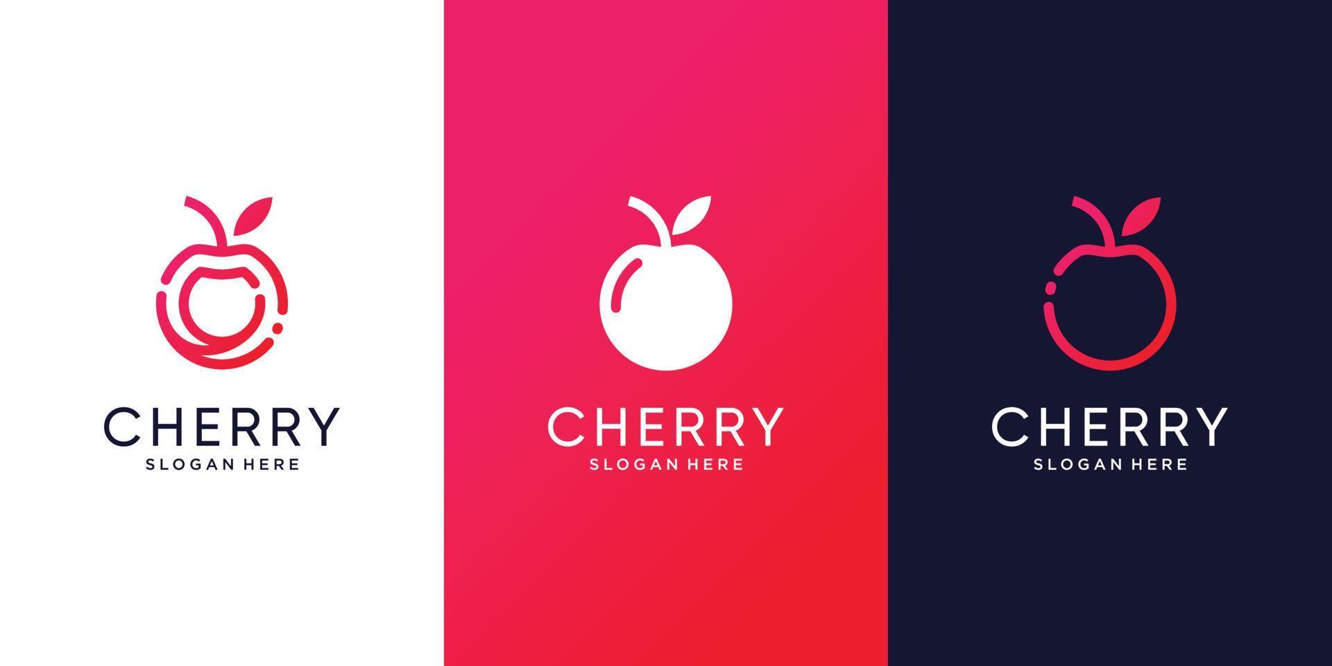 Cherry logo template with cool and unique Premium Vector