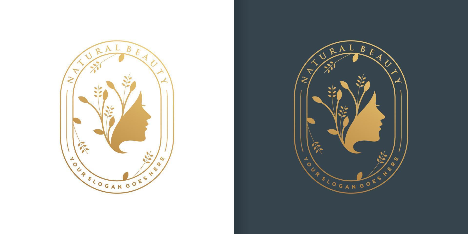 Natural beauty logo template for woman with elegant concept Premium Vector