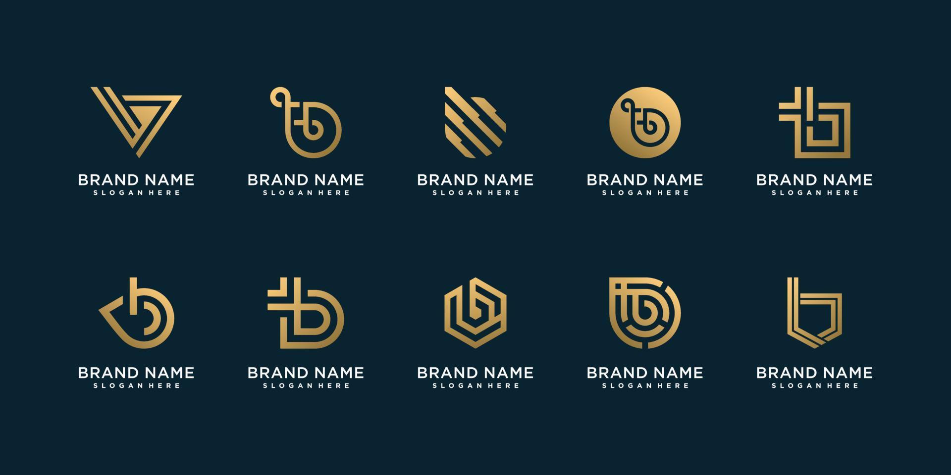 Letter B logo collection with modern golden style for company Premium ...