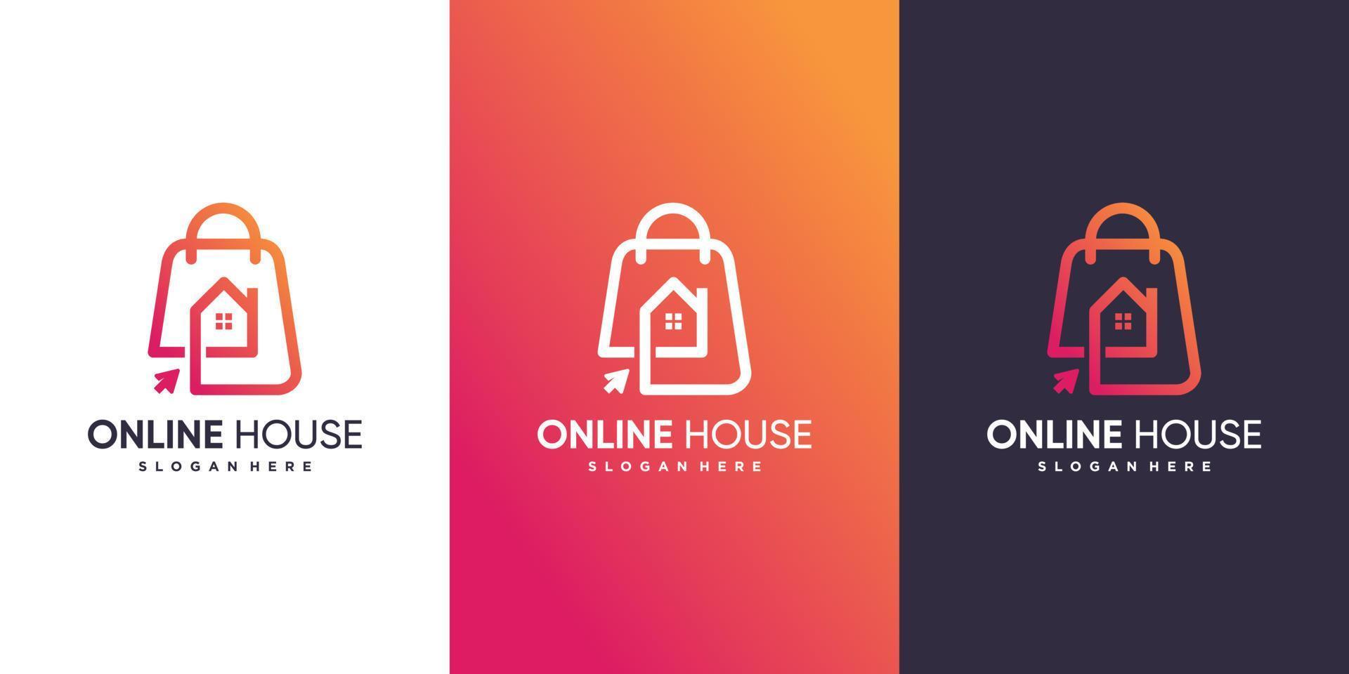 plantilla de logotipo de casa en línea con vector premium de concepto moderno