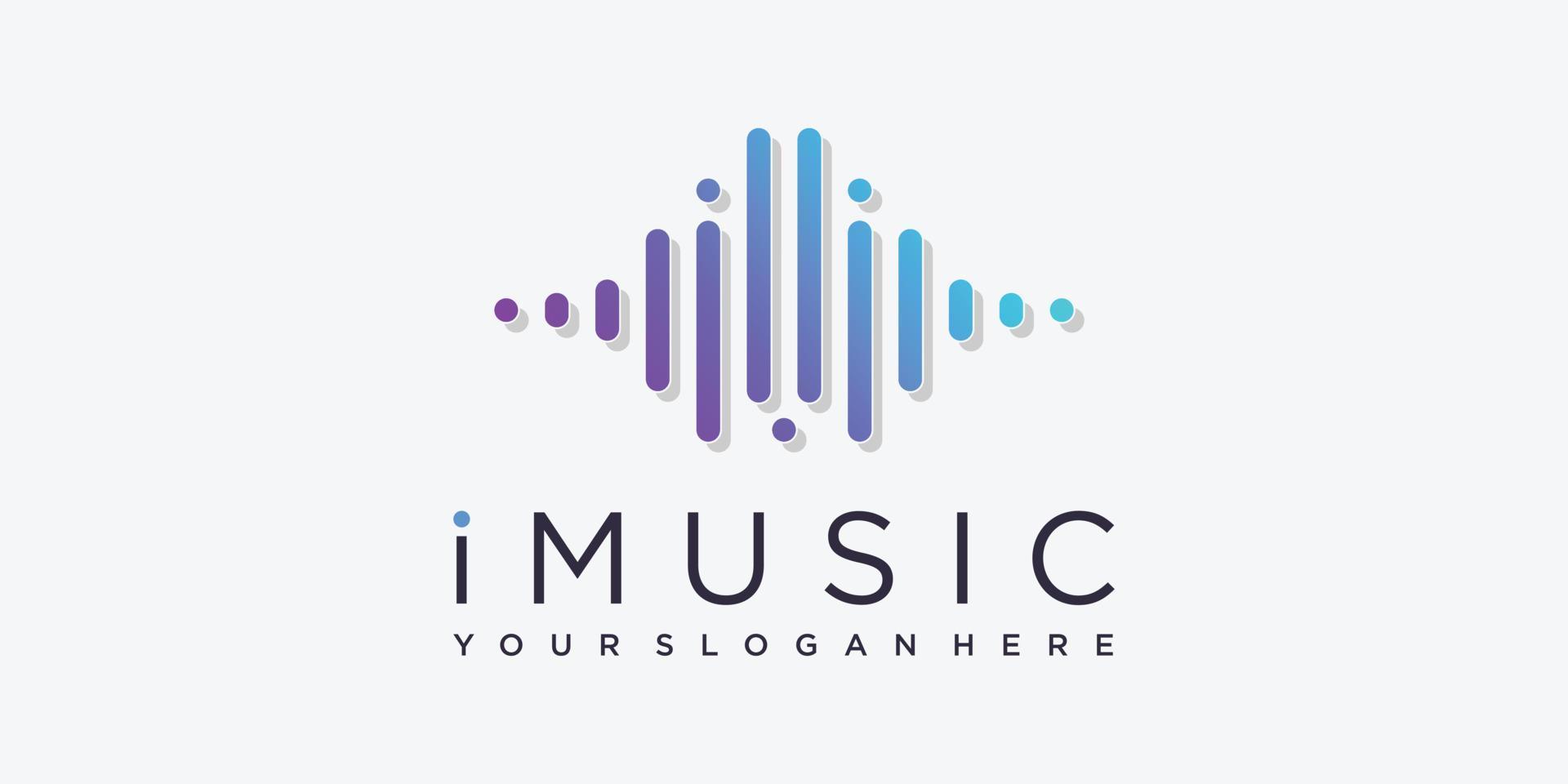 Music logo with modern line art style Premium Vector
