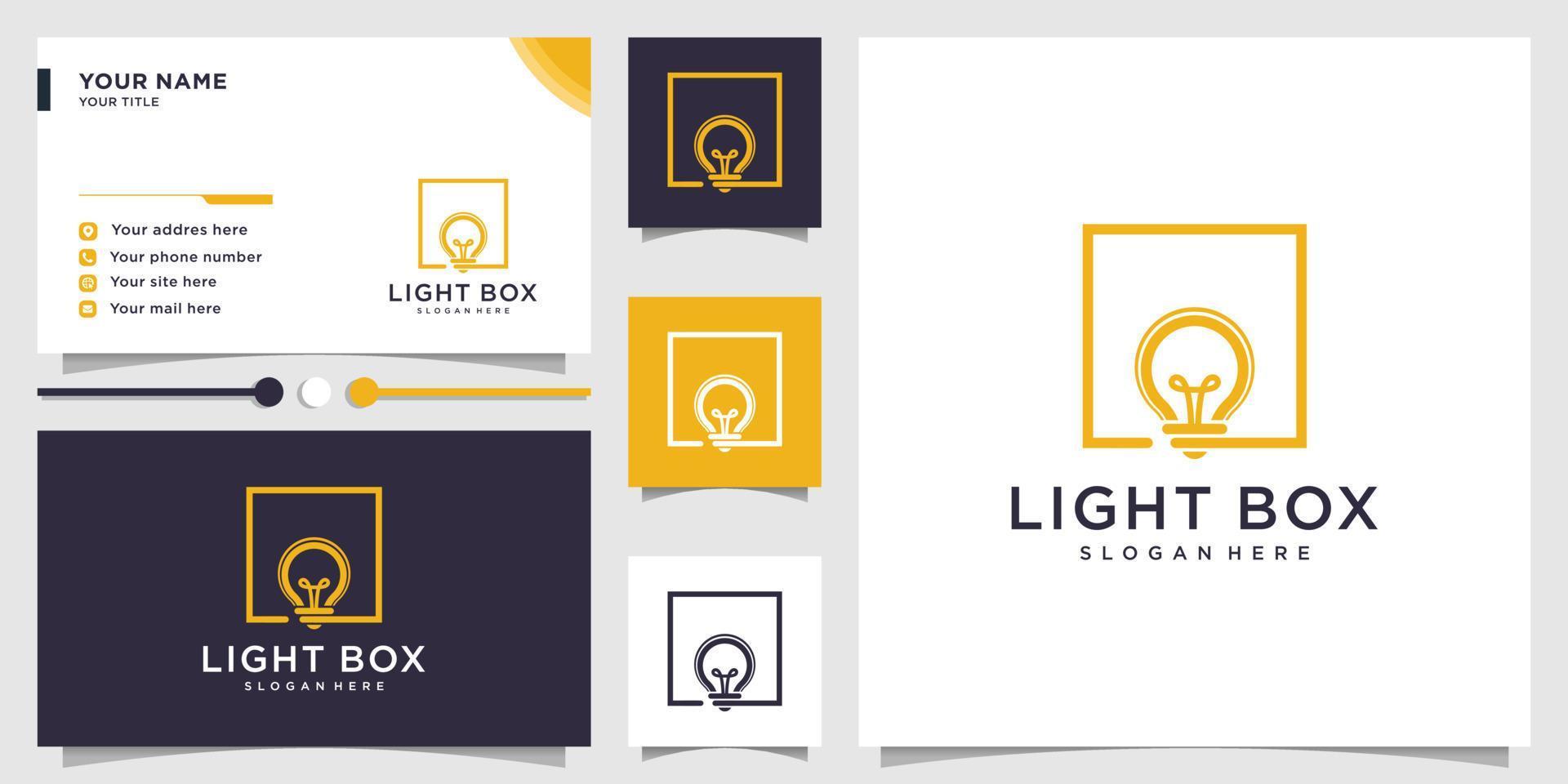 Light box logo with modern unique concept and business card design Premium Vector