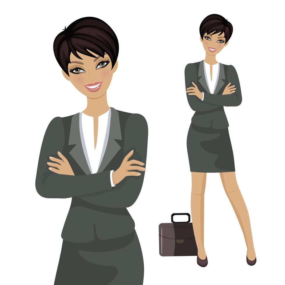 Vector Illustration. Character Happy Business Woman. Business Woman with Smile.