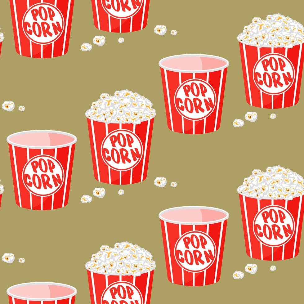 Cute kids pattern for girls and boys. Colorful pop corn on the abstract grunge background create a fun cartoon drawing. vector