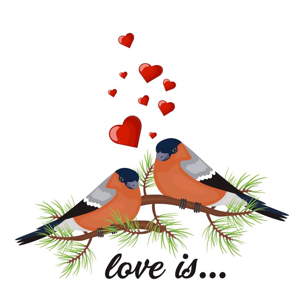postal del día de san valentín de dos pájaros enamorados. espacio libre para mensajes de texto. vector