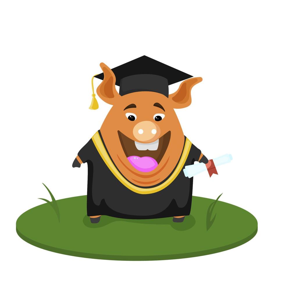 Cute pig student. Back to school illustration. Vector EPS10