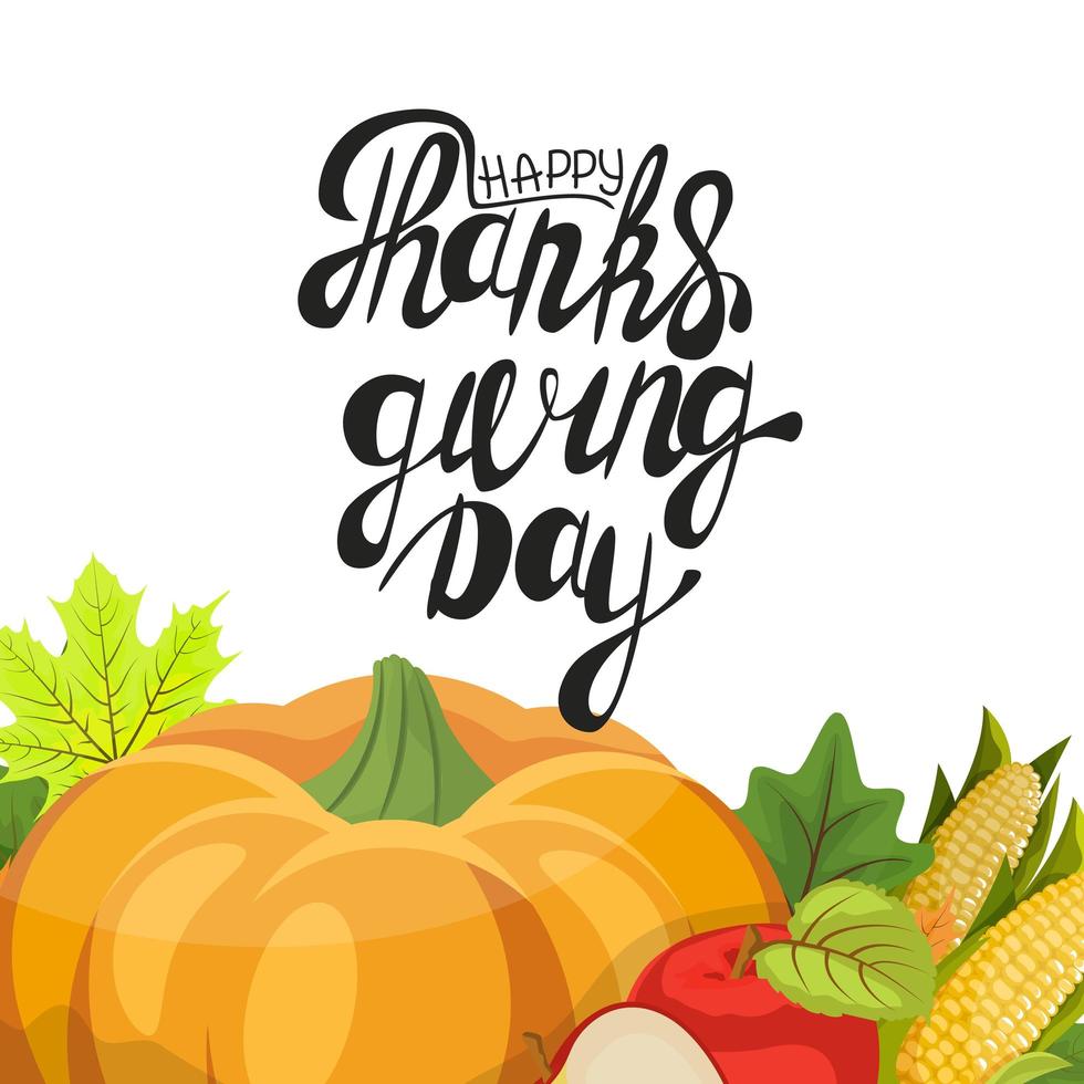 Happy Thanksgiving day leaves and pumpkin banner on wood background. pumpkin vegetable with green leaves vector