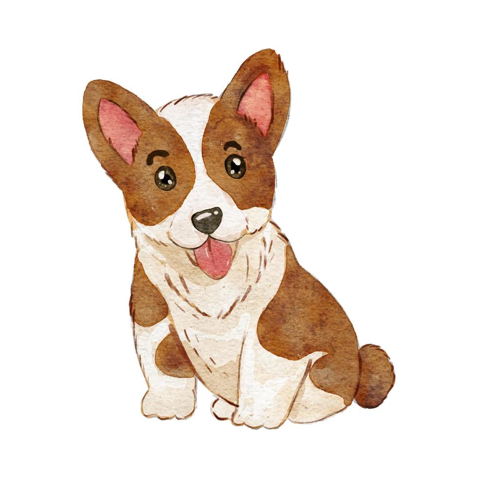 Watercolor beagle dog. Animal illustration of cute portrait puppy isolated. Hand drawing art vector