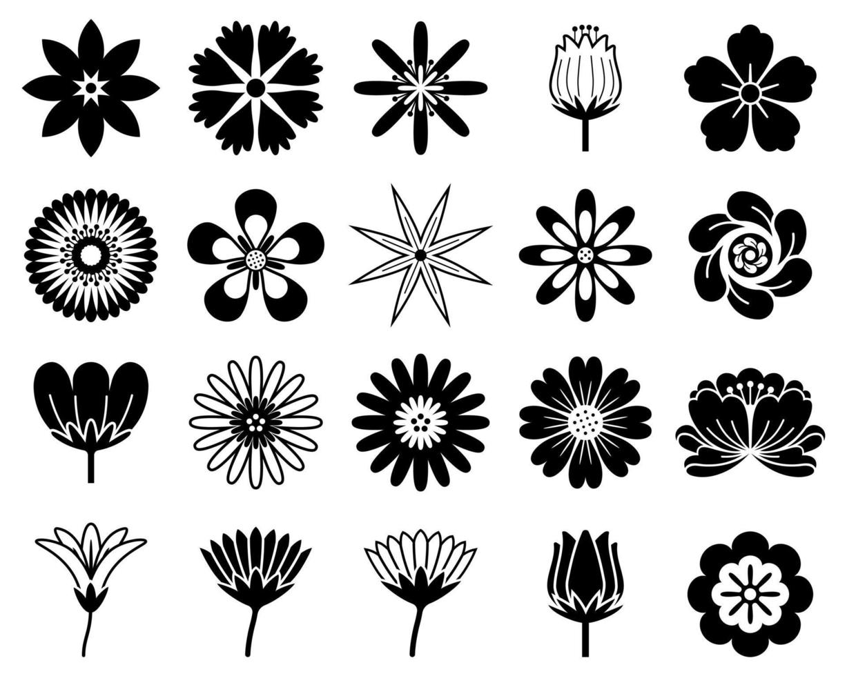 conjunto de iconos de símbolo de elementos florales florales vector