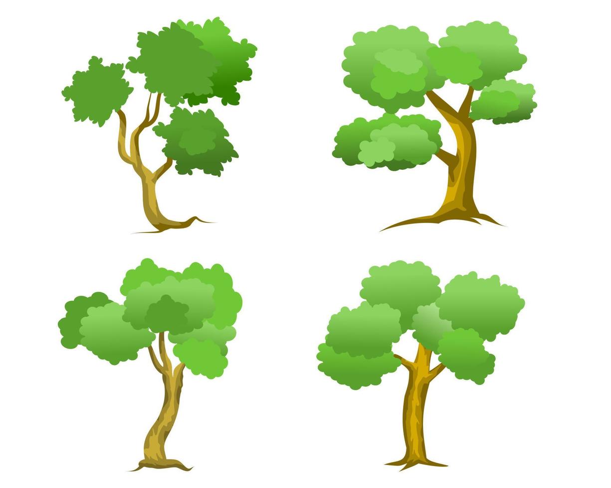 vector set tree isolated on white background